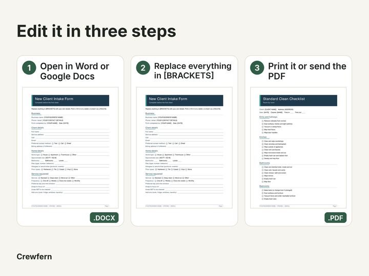 Cleaning Business Documents Pack: How it works