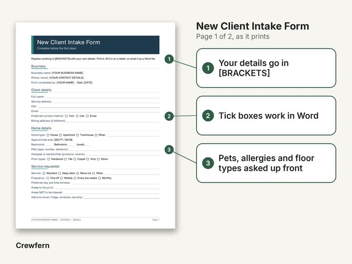 Cleaning Business Documents Pack: Close-up