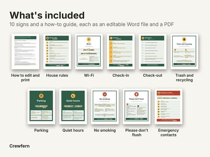Vacation Rental Signs Pack: What is included